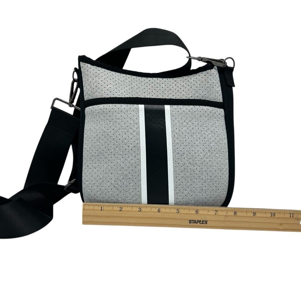 Haute Shore Jeri Cult Crossbody Bag Gray Black Perforated Neoprene Travel Bag - Picture 7 of 9